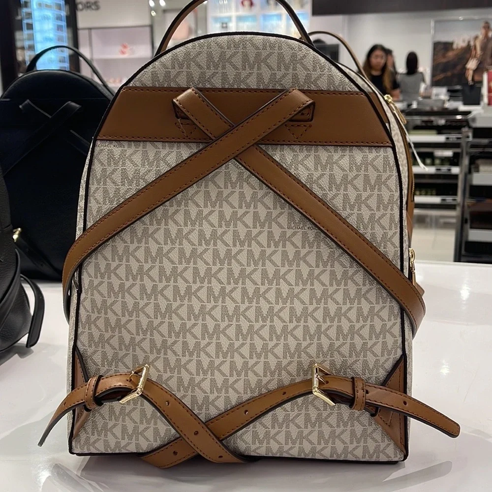 Michael Kors Womens Valerie Medium Logo Backpack 30F2G9VB2B-149 (Vanilla) NWT